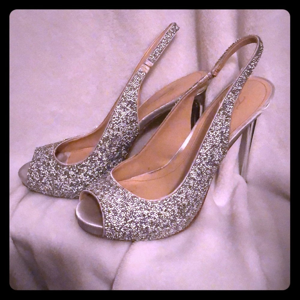 Silver Jeweled Heels